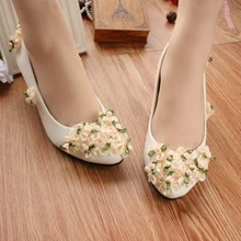 Handmade Low-Heeled Shoes White Bridesmaid Shoes aesthetic dance Shoes Female Wedding Shoes Women Pumps Free Shipping