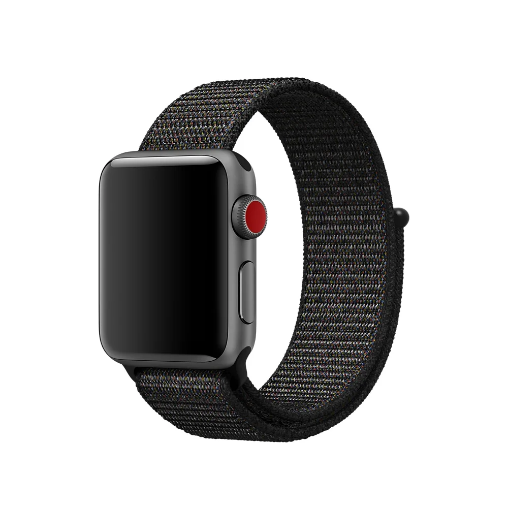 Спортивная петля для Apple Watch 42 мм 38 мм 40 мм 44 мм мягкий дышащий тканый нейлон для Apple Watch Sport Loop Band Series 5 4 3/2/1 - Цвет ремешка: black red