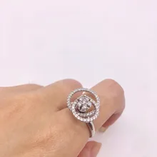 FYR69 Модное Новое 925 пробы серебряное круглое вращающееся кольцо высокого качества с кубическим цирконием регулируемые Свадебные вращающиеся кольца