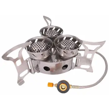 

Mounchain Outdoor Stoves Camping Triple-core Gas Split Stove Head Windbreak Cooker For Camping Hiking Sports