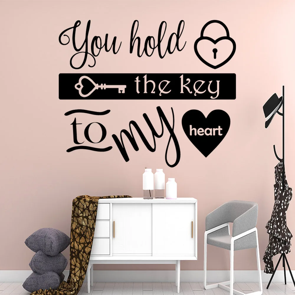 

Lovely the key to my heart Art Sticker Waterproof Wall Stickers Kids Room Nature Decor Home Party Decor Wallpaper