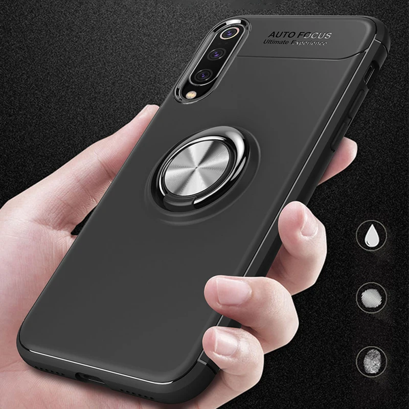 

For Xiaomi Mi 9 Case Soft Silicone Phone case With Rotating Finger Ring Holder Cover on Xiaomi Mi 9/Mi9 SE Shockproof case Cover