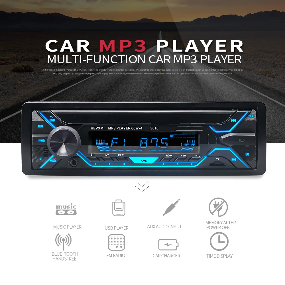 Новый автомобиль радио стерео проигрыватель Bluetooth AUX IN MP3 FM/USB/1 Din/Дистанционное