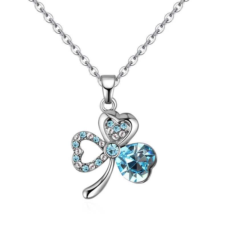 

Bulage Genuine Crystals From SWAROVSKI Leaves Pendant Necklaces Chains necklace Silver Color Collier For Women Summer Jewelry