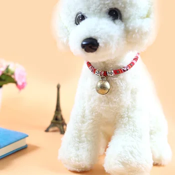 

Pet Leash Collar With Big Bell Colorful Ethnic Style Kitten Puppy Necklace Collars for Cats Dogs H99F