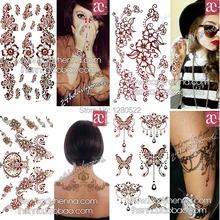3 шт Смешанная хна разрабатывает временные татуировки наклейки водонепроницаемые тело живопись руки ноги шеи сексуальные женские вечерние искусство тела