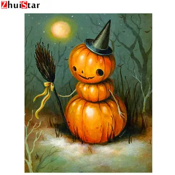 

Halloween Diamond Mosaic Full Display Diamond Painting Pumpkin Picture Of Rhinestones Diamond Art Cross Stitch Kit ZWQ