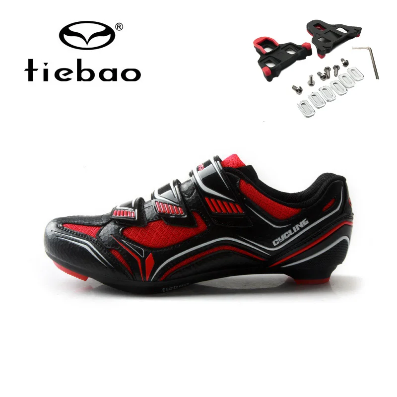 Tiebao ультралегкий, дорожный велосипед обувь Нескользящая самофиксирующаяся велосипедная обувь дышащие мягкие мужские велосипедные кроссовки; обувь на высоких каблуках; Sapatos de ciclismo - Цвет: 36-1522 and cleats