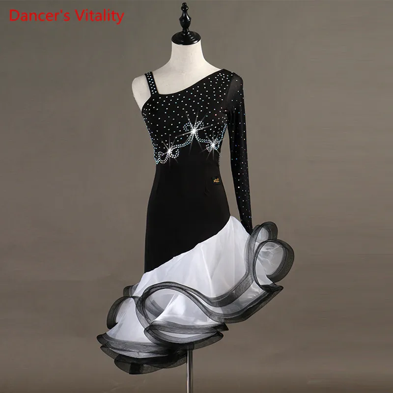 

Custom Made Competition Latin/Women/girls Dance Dress Rumba Skirt Ballroom stage Costumes Costume Rhinestone Dance Dress