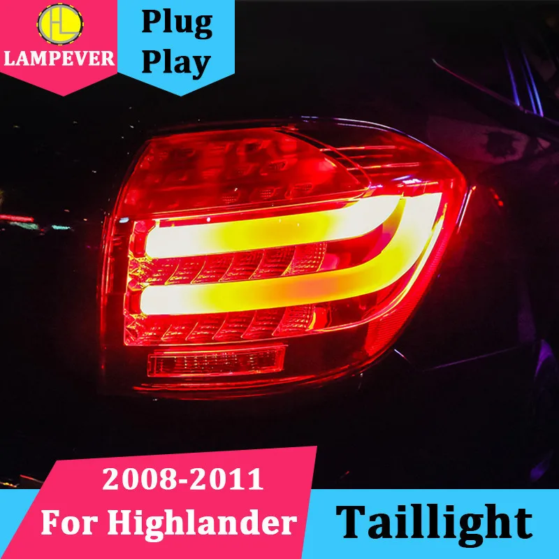 Car Tail Lights For Toyota Highlander 2008 2011 Taillights LED Tail Light Rear Lamp DRL+Brake ...