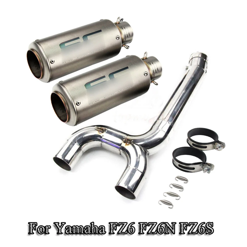 

For Yamaha FZ6 FZ6N FZ6S Motorcycle Exhaust Tail Pipe Right And Left Side Connecting Middle Link Pipe Dirt Bike Exhaust Modified