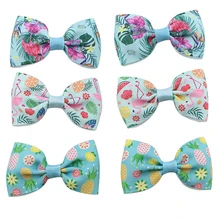 

12pcs Girls grosgrain ribbon bow Clip Flamingos Fruit Printed Kids Hair bows Alligator metal Hairpins Children Bebes headwear