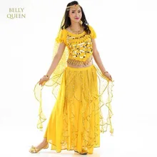 Костюмы для танца живота Для женщин живота Танцы девочек Индийский Болливуд танцевальная одежда восточных танцев Костюмы 4 шт./компл