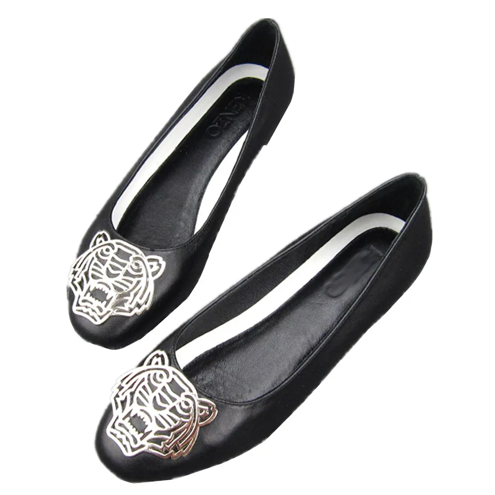 

Fashion Tiger Women Casual Shoes Black Genuine Leather Soft Shoes For Women's Shoes Flat Shoes Women Luxury Chaussures Femme