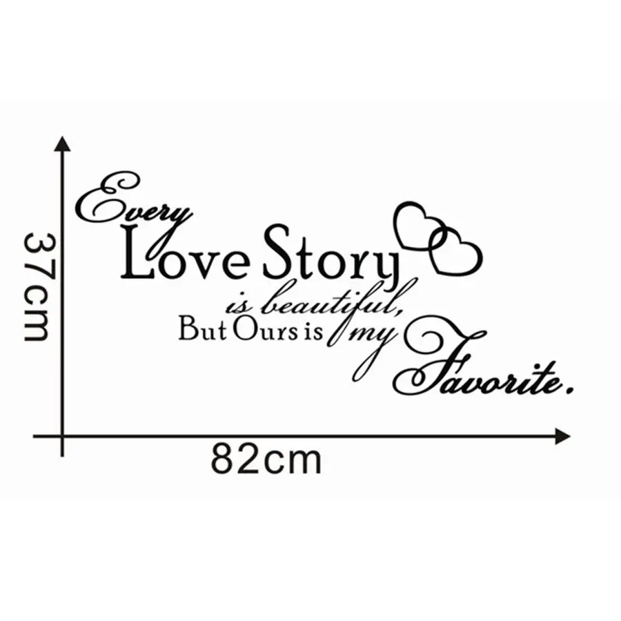 Bedroom Vinyl Wall Decals Every Love Story is Beautiful QUOTE Wall Stickers Bedroom Decor free shipping in Wall Stickers from Home & Garden on