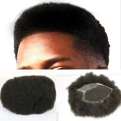 SimBeauty афро мужской зажим для парика бразильские натуральные волосы Remy афро завиток мужской парик Q6 база волос 8x10 дюймов