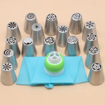 

16pc Russian Tulip Flowers Icing Piping Nozzles Pastry B Tips Stainless Steel Russian Piping Wedding Cake Decorating Tip Sets
