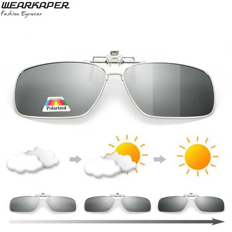 

WEARKAPER Progressive Multifocal Transition Photochromic Clip On Polarized Sunglasses Men Women Points for Myopia Glasses