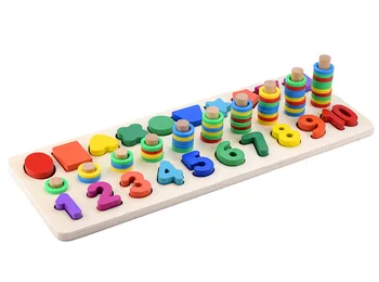 

2018 Kindergarten 2-6 years old early education puzzle three in one shape digital log board toy