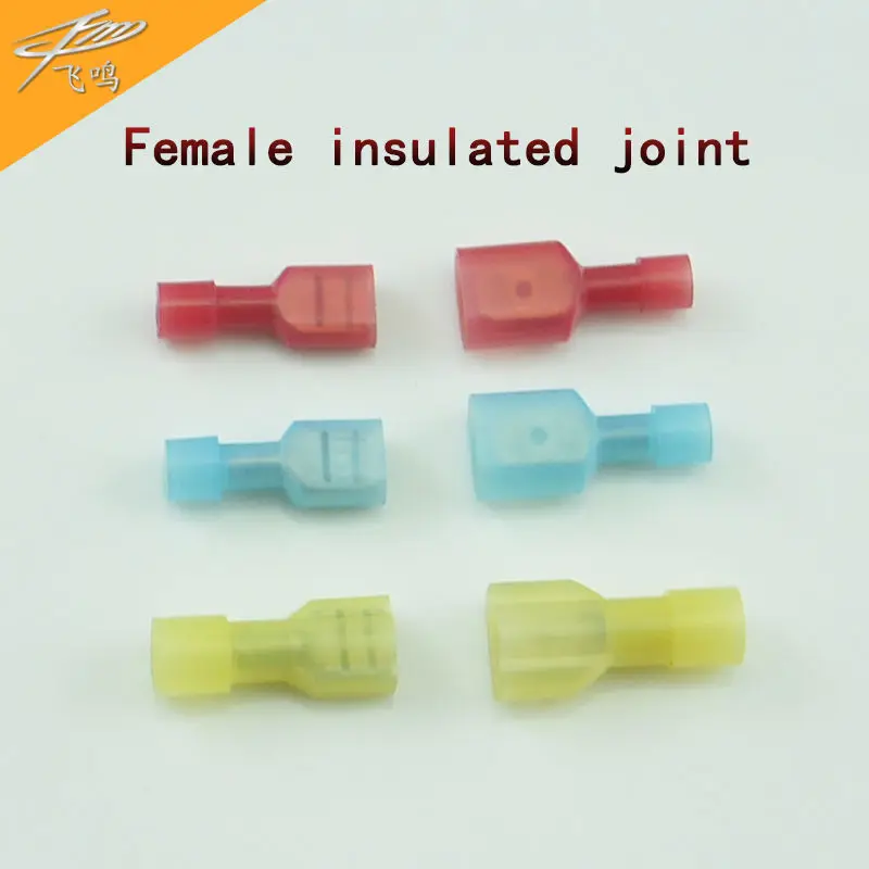 

500PCS Female Fully Insulated Joint (nylon) FDFN 2-250 Wire Connector Copper Terminals AWG 16-14 1.5-2.5MM2 Cable