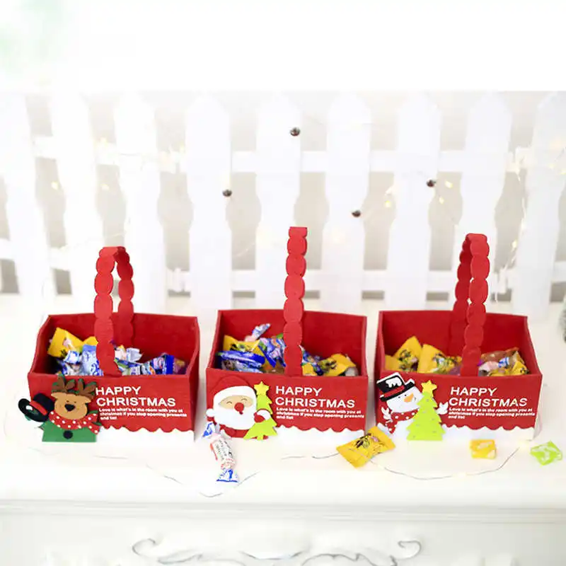 Christmas Fabric Candy Storage Box Creative Flannel Storage Box Mini Gift Box Christmas Candy Bag #2n19 (4)