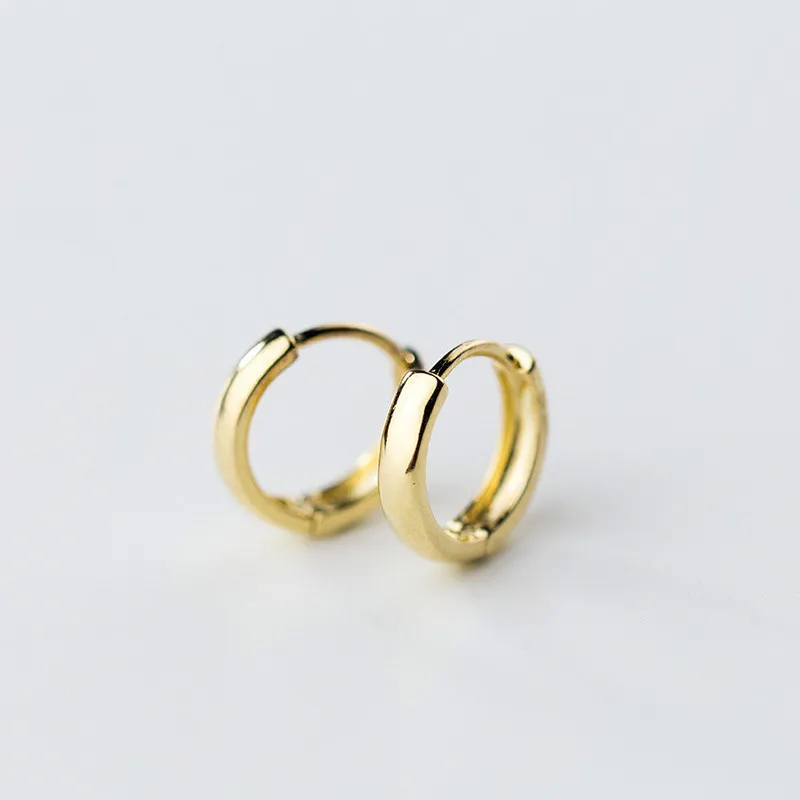 

925 Sterling Silver Smooth Round Hoop Earring Fashion Gold Color Small Hoop Earrings for Women Piercing Sterling-silver-jewelry