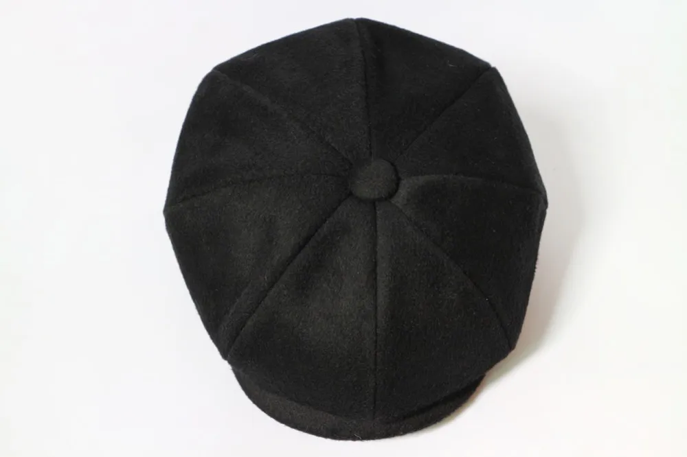 Boolawdee чистый шерстяные восьмиугольная черный Newsboy Cap для пожилых художник и шляпу охотника весна и осень досуг мужчины женщины M637