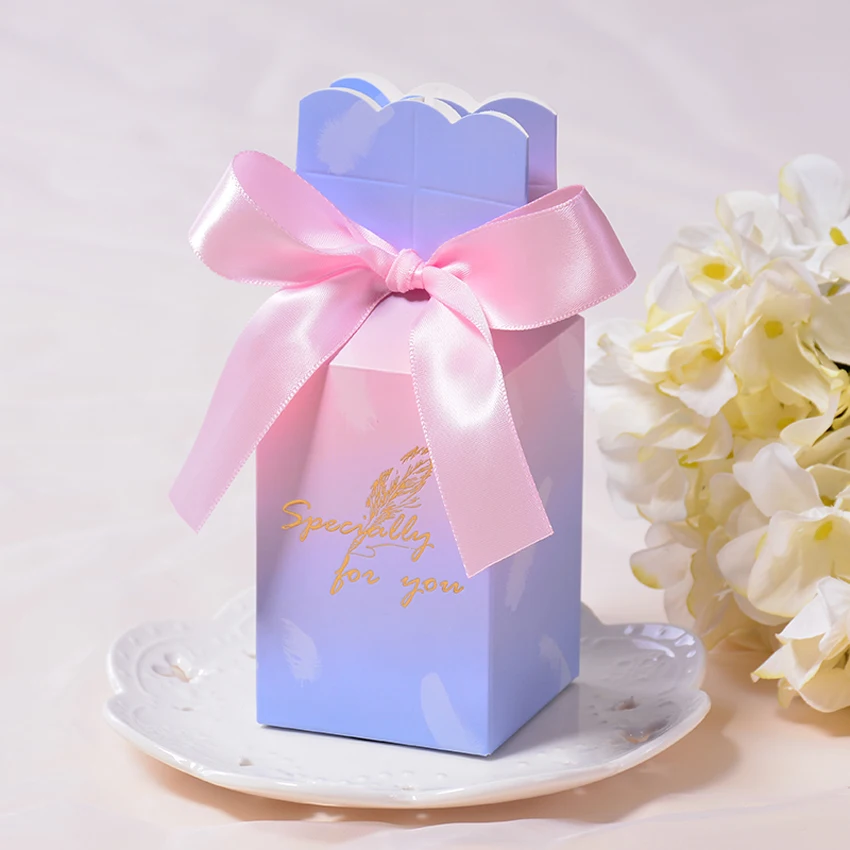 

50pcs/lot Candy Box wedding box Romantic flower tiffany blue paperboard gift box paper bag wedding decor wedding gifts for guest