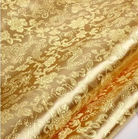 90 см* 100 см античная парча ткань дракон костюм ткань для одежды-светильник Золотая парча дно золотой дракон