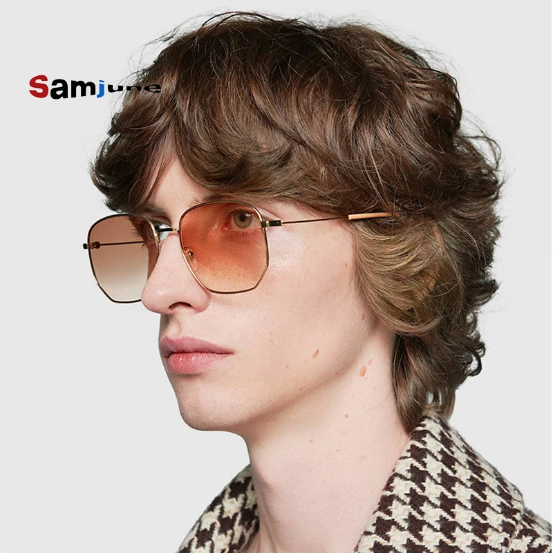 Samjune мужские шестигранные Плоские линзы авиационные солнцезащитные очки