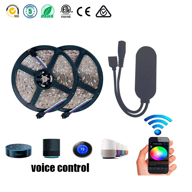 

LED Strip Light 5M 300Leds 5050 RGB Built-in IC LED Light Smart Wifi APP Intelligent Phone Control with Remote Control Flexible