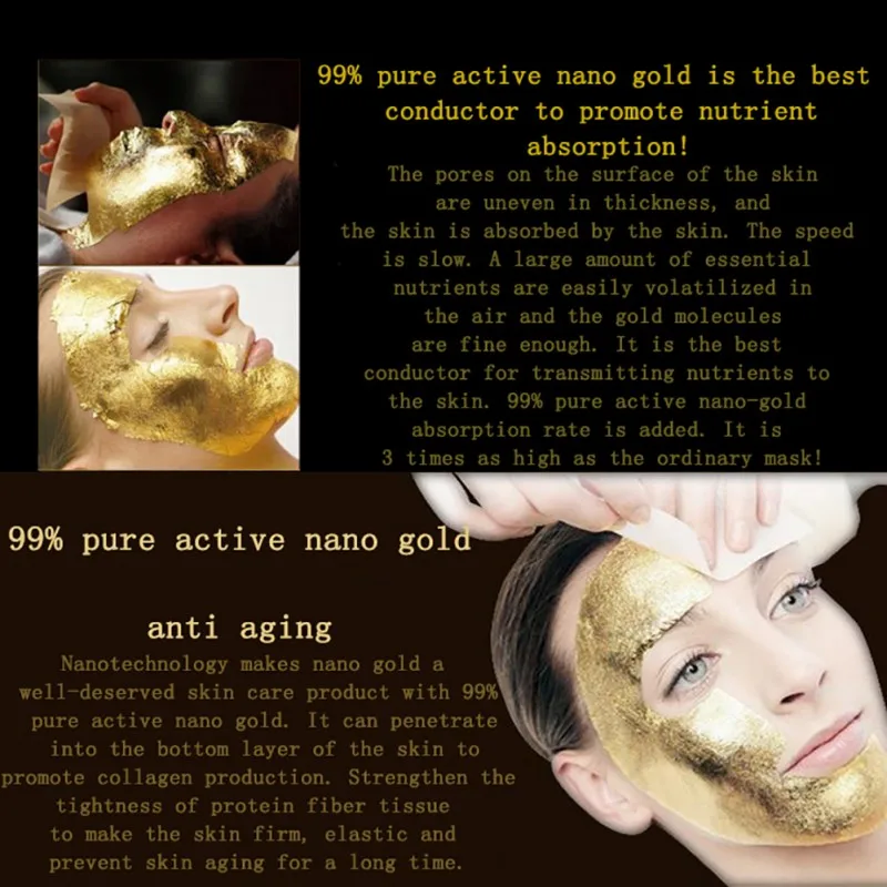 Золото коллаген отбеливает против морщин маска для лица Антивозрастная маска для женщин и мужчин