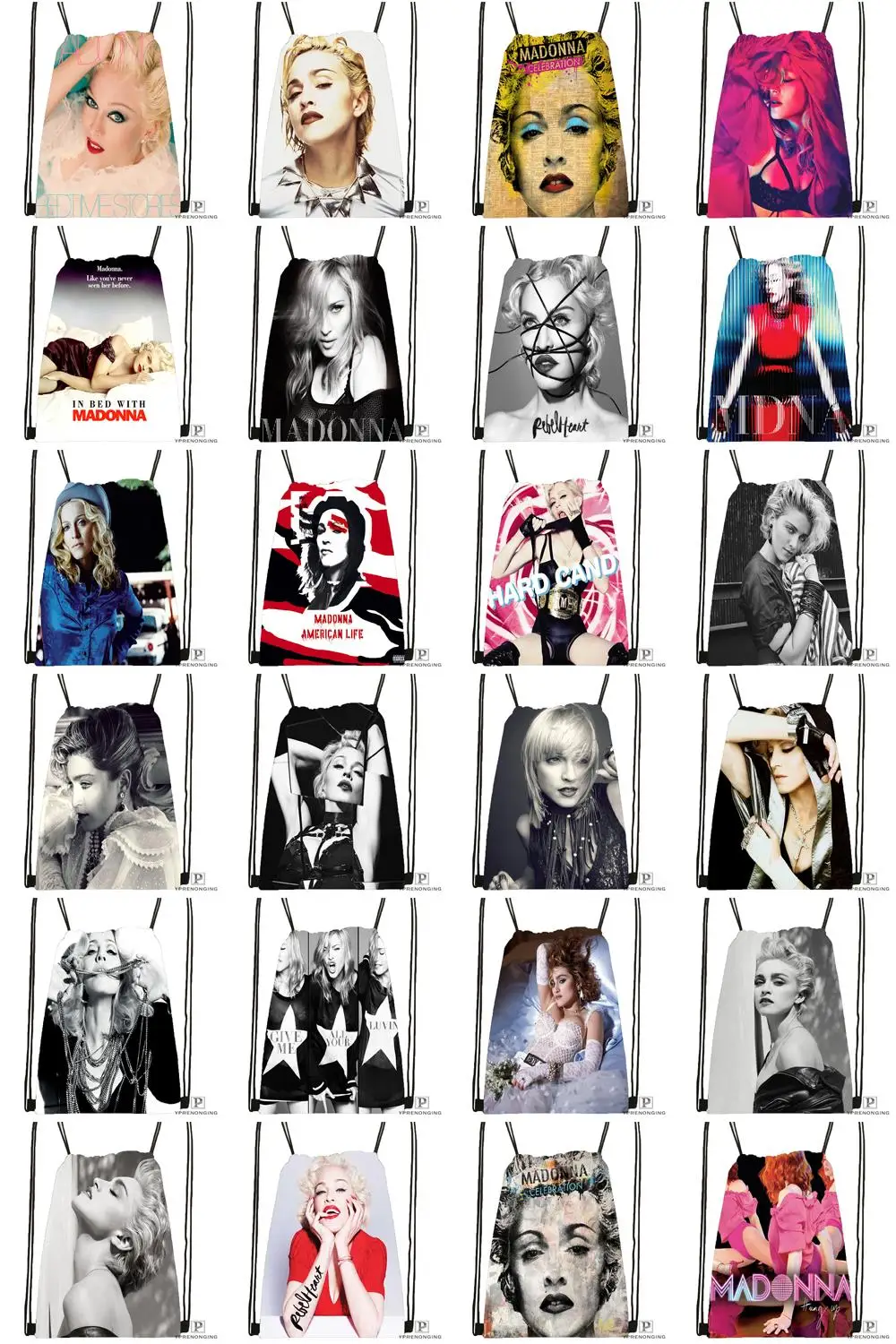 Изготовленная на заказ Мадонна походная сумка на шнурке милый рюкзак для детей(черная спинка) 31x40 см#180531-02-59