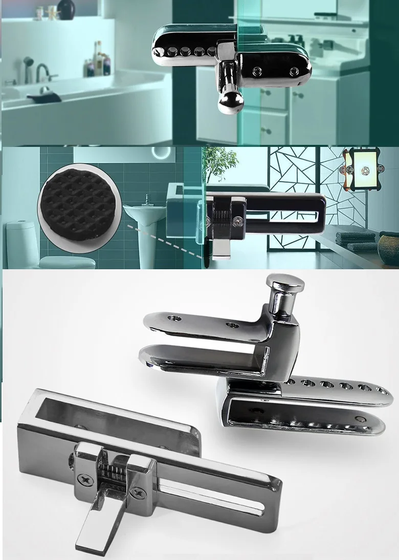 

Zinc Chrome Glass Clamp Latch Lock Bolt Shower Box Sliding Glass Door Partition Screen Non Mortise