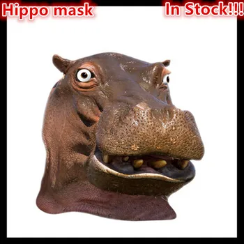 

Free shipping Party Cosplay Adult mask Halloween cosplay animal Headgear Natural Eco-friendly masquerade latex Hippo Head Mask
