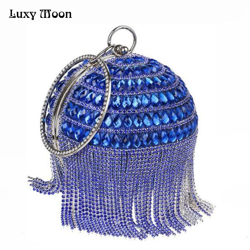 2017 Round Shape Clutch Bags Beaded Pearls Evening Bag Rhinestone