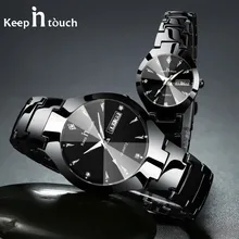 Reloj mujer 2017 Marque De Luxe Couple Montres Hommes Date Jour Montre Étanche Femmes De Tungstène Quartz en acier Montre-Bracelet reloj hombre