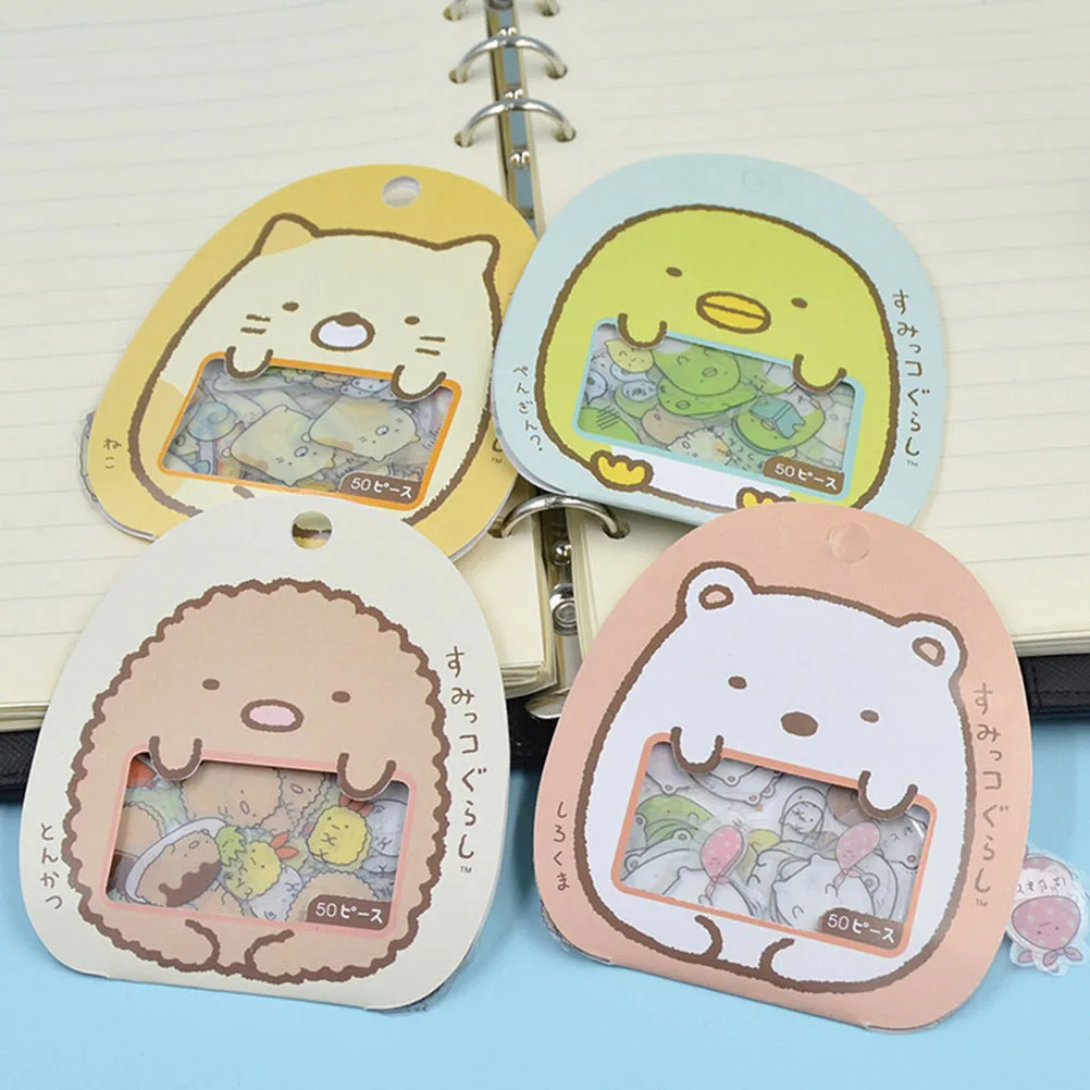 50 pcs/lot(1 bag) DIY Cute Cartoon Kawaii PVC Stickers Lovely Cat Bear Sticker For Diary Decoration Note Sticker Flakes