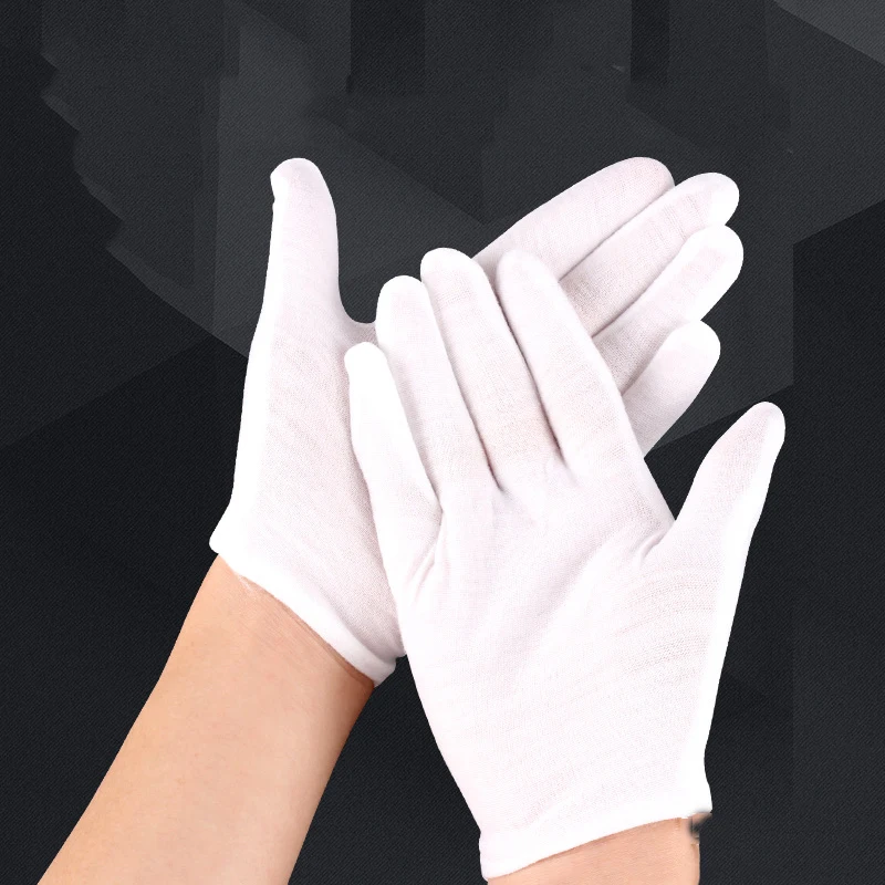 

1 pair White Cotton Gloves Full Finger Men Women Waiters/drivers/Jewelry/Workers Mittens Sweat Absorption Gloves Hands Protector