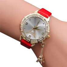 Women Quartz Wrist Watch The Eiffel Tower Rhinestone pendant Wrist Watch Popular relogio feminino Hot ,XL33