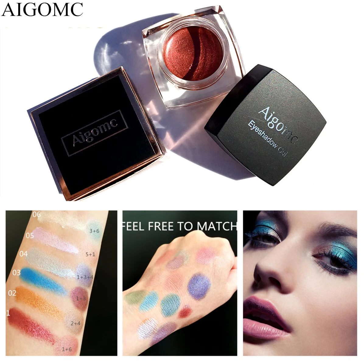 

AIGOMC 3D Contour Metallic Highlighter Eyeshadow Gel Shining Eyeshadow Cream Waterproof Eyes Makeup Cosmetic