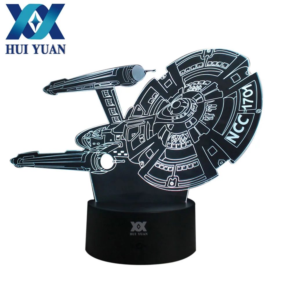 

HUI YUAN Star Trek 3 3D Night Light RGB Changeable Mood Lamp Light DC 5V USB Decorative Table Lamp Get a free remote control