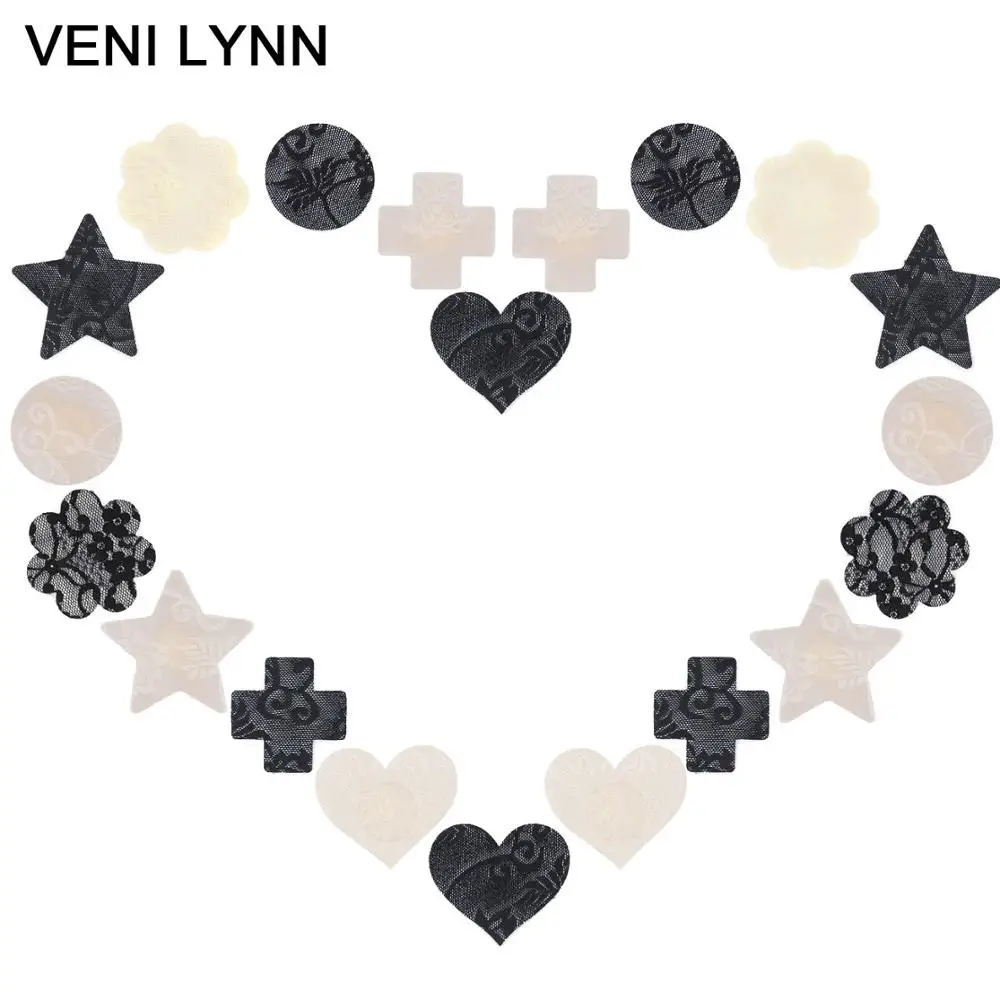 VENI LYNN, 5 пар, одноразовые кружевные наклейки, для женщин, сексуальные, для сосков, бумажное покрытие, пирожные, лепестки груди, клейкие принадлежности