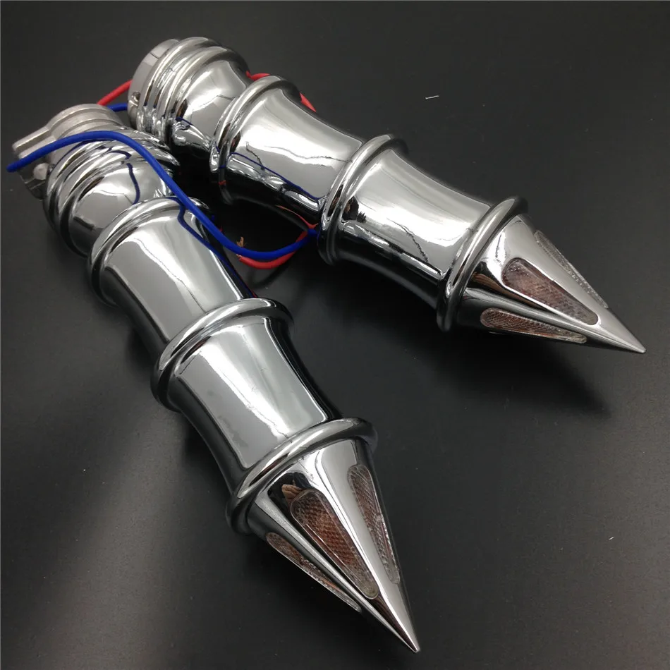 For Motorcycle Harley Davidson Customs Dyna Softail 1 CHROME Spike Hand Grips Turn Signals