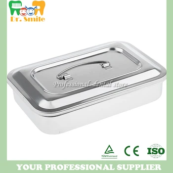 

Dental instrument tray Square plate with lid Disinfection tray Stainless steel square plate