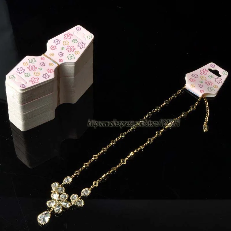 

Fashion 50pcs/lot Flower Paper Necklace Packaging Card Bracelet Packing Card Hearwear Showing Card Jewelry Holder