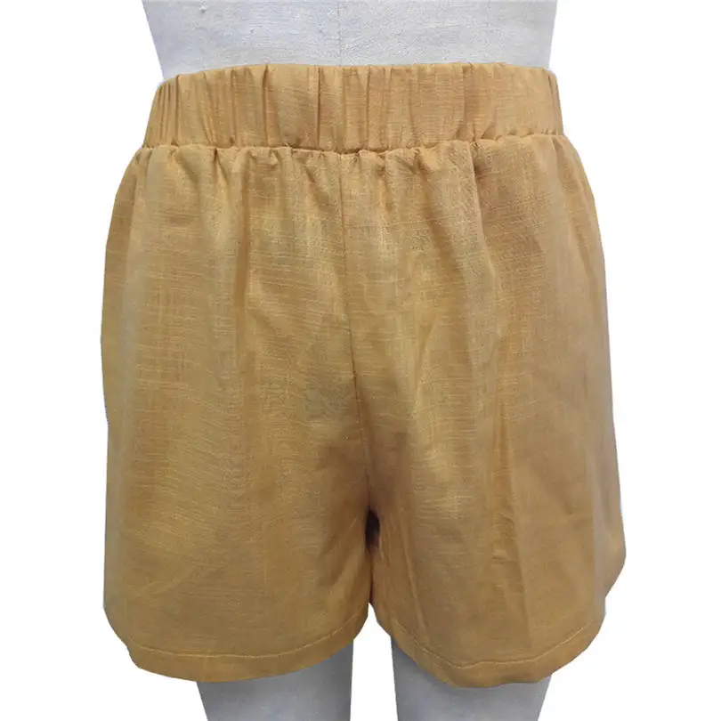 New Women Short Summer Hot Sale Beach Fashion Casual High Waist Loose Casual Cotton Linen Pockets Shorts Pants #4A19 (11)