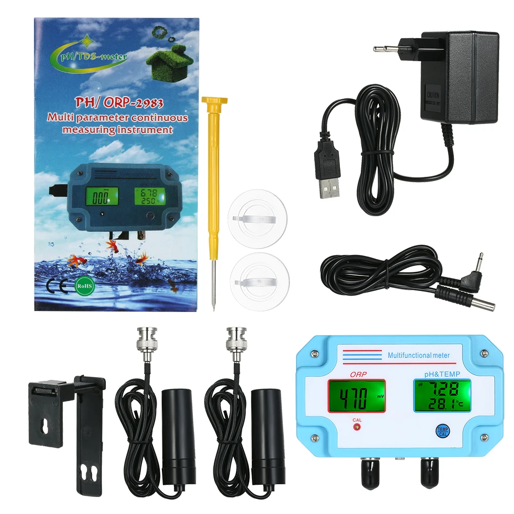 

Digital 3 in 1 pH/ORP/TEMP Meter Multi-function Water Quality Tester Monitor Detector Multiparameter LCD Tri-Meter for aquarium