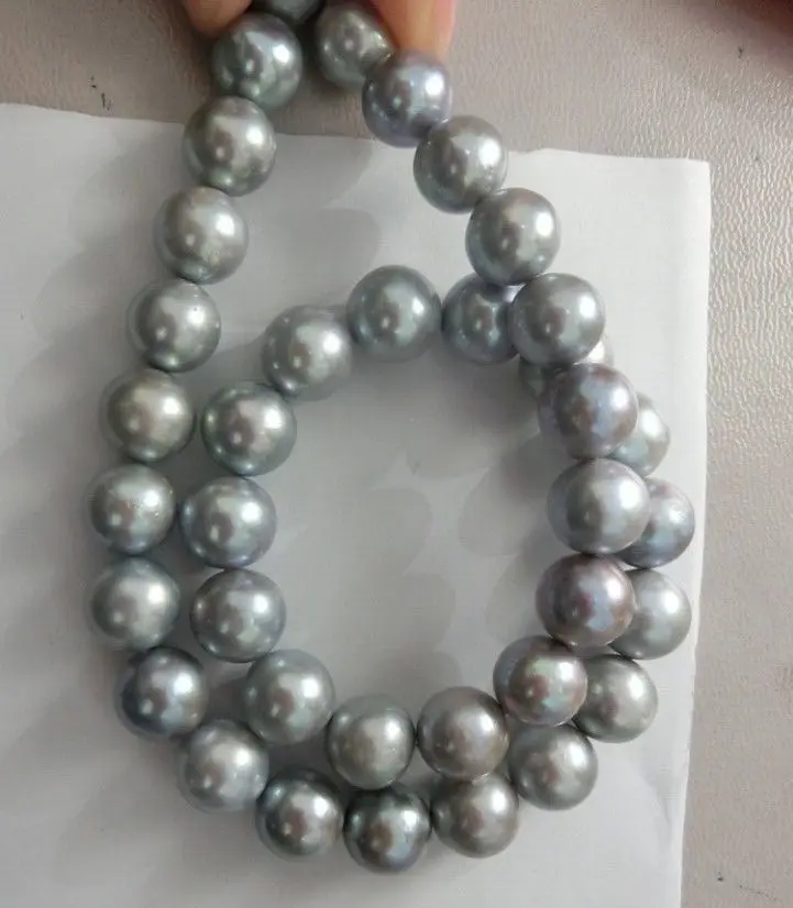 

HUGE 18 INCH 11-12MM SOUTH SEA GENUINE GRAY PEARL NECKLACE 14