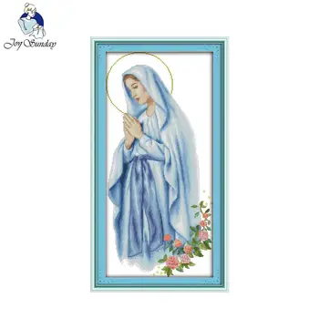 

Joy Sunday Virgin Mary Patterns Cross Stitch Sets Handmade Needlework DIY Painting Cross Stitch Kits Embroidery Home Decoration